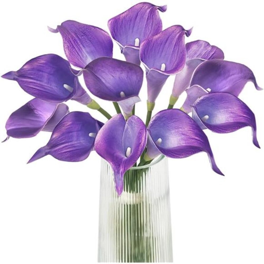 Calla Lily Purple Artificial Flowers 12Pcs Table Flower Decor Faux Calla Lilies